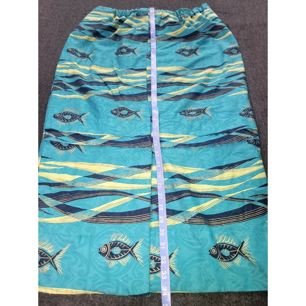 Vintage 50s 60s‎ Tropical Fish Print Set Skirt Blouse Jacket Blue Funky Volup XL - Picture 11 of 16